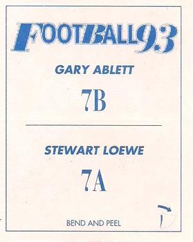 1993 Select AFL Stickers #7 Stewart Loewe / Gary Ablett Sr. Back